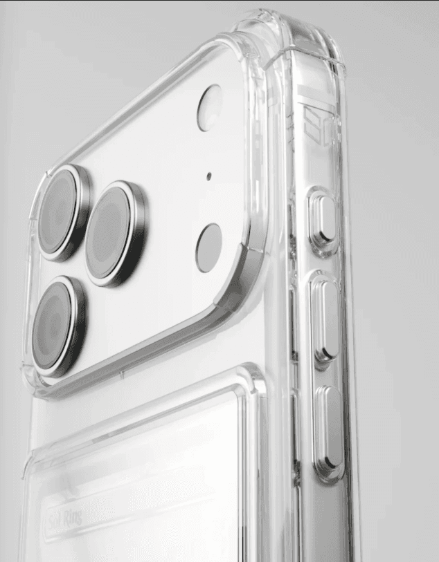 Détail coque Case Your Card — fenêtre cristal et bord renforcé